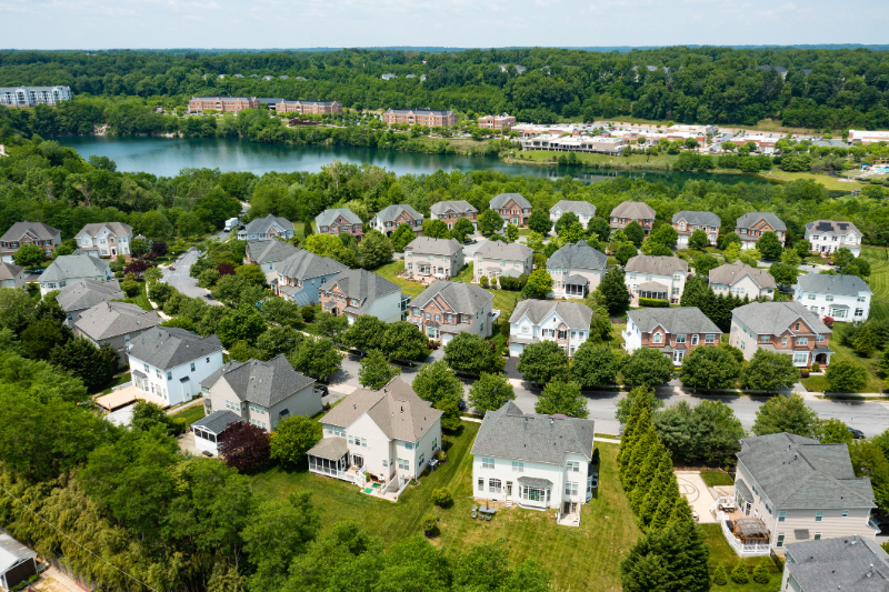 Aerial view of Single-family homes